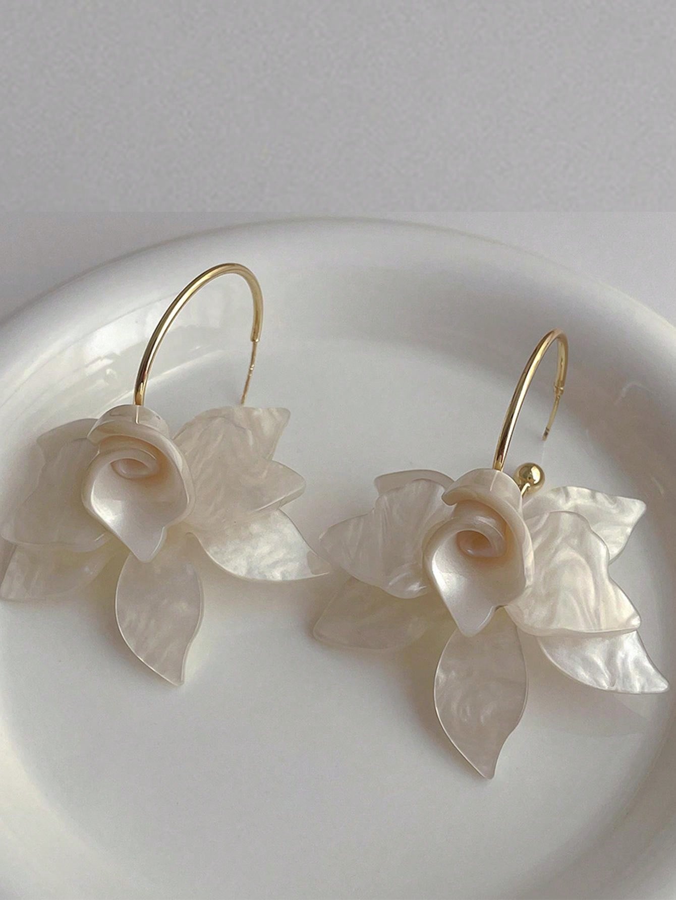 1pair Acrylic Floral Vintage French Style Earrings