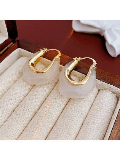 1pair Fashionable U-Shaped Earrings For Daily Wear