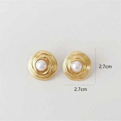 1 Pair Geometric Minimalist Style Fashionable Pearl Stud Earrings